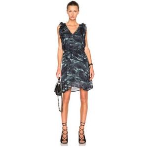 Calvin Rucker Slow Down 100% silk Dress in Blue Abstract Size S